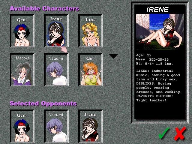 Hentai Anime Poker (Windows) screenshot: Select your opponents