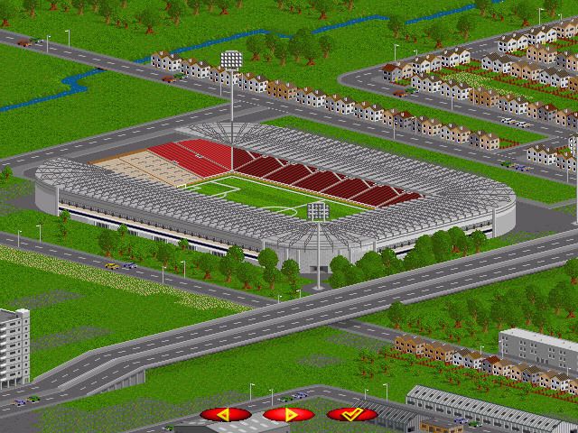 FIFA Soccer Manager (Windows) screenshot: Stadium view. Lovely, but won't bring big cash into the club. Of course, we're talking about Leverkusen here, so this might be enough