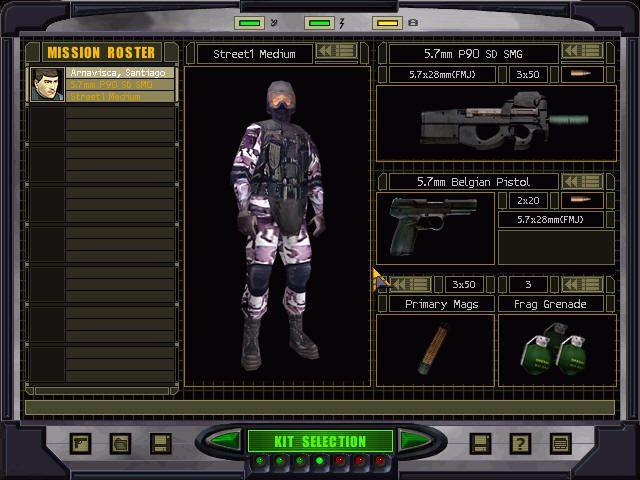 Tom Clancy's Rainbow Six: Rogue Spear - Black Thorn (Windows) screenshot: A lot of equipment can be chosen