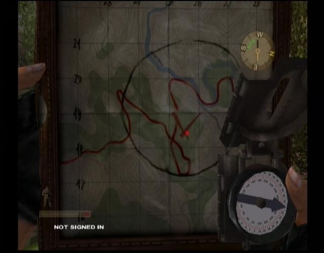 Vietcong: Purple Haze (Xbox) screenshot: The map is handy for finding locations.