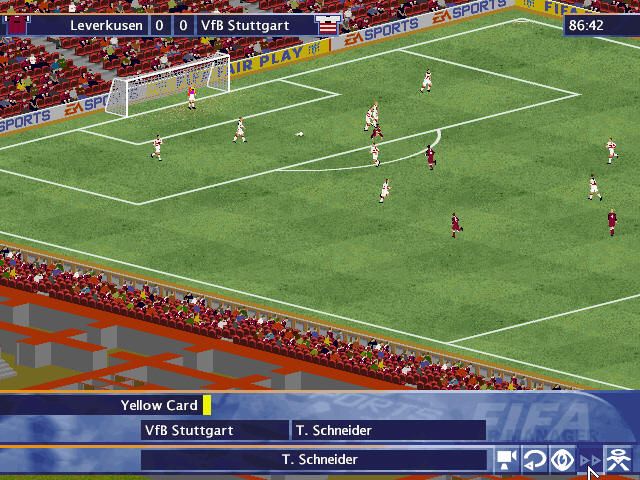 FIFA Soccer Manager (Windows) screenshot: There are four angles in isometric view.