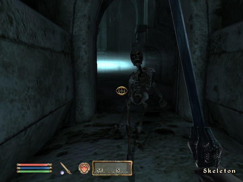 The Elder Scrolls IV: Oblivion (Windows) screenshot: A skeleton attacks