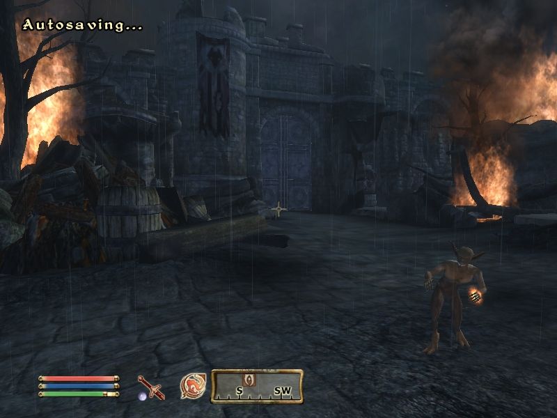 The Elder Scrolls IV: Oblivion (Windows) screenshot: A city fallen to Oblivion