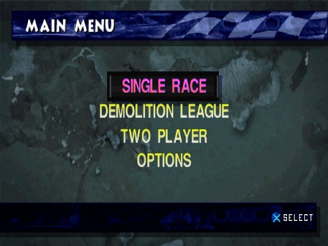 Demolition Racer (PlayStation) screenshot: Main game screen