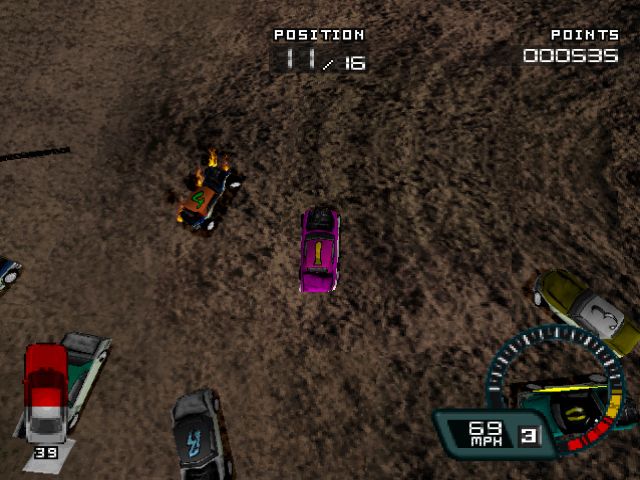 Demolition Racer (PlayStation) screenshot: Top-down view