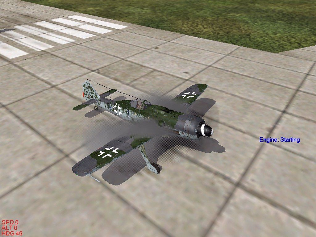 IL-2 Sturmovik: Forgotten Battles (Windows) screenshot: A Fw-190D-9 on the runway, starting the engine