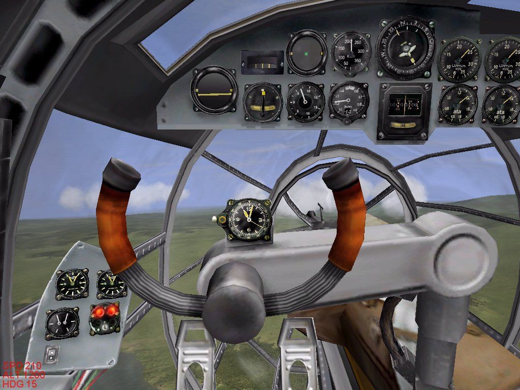 IL-2 Sturmovik: Forgotten Battles (Windows) screenshot: Cockpit of the He-111 medium bomber