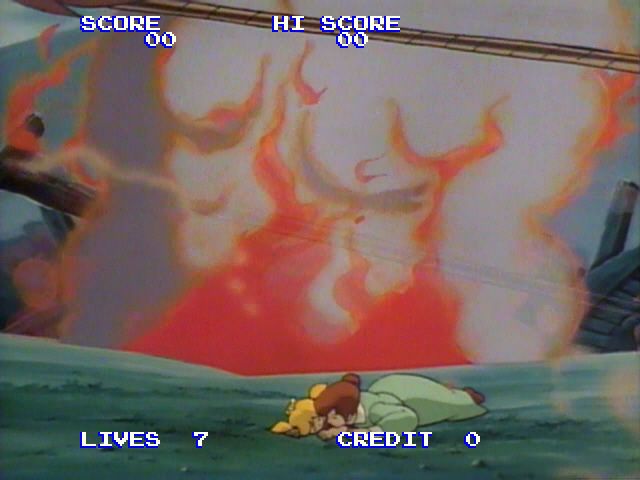 Badlands (Arcade) screenshot: Buck's wife and child are murdered.