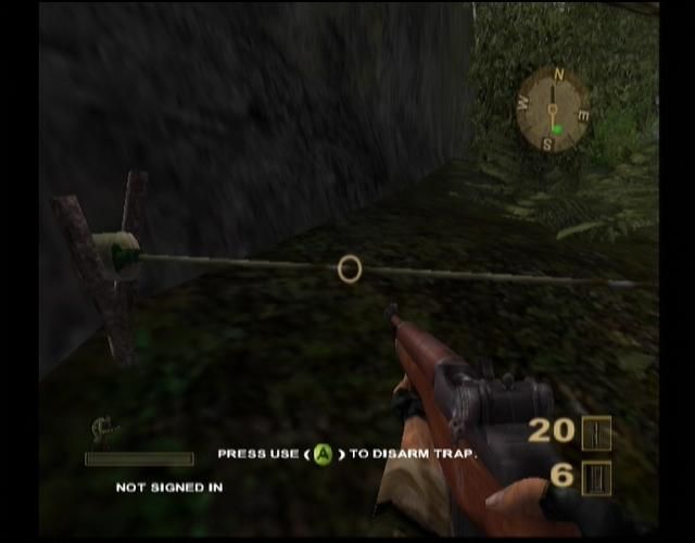 Vietcong: Purple Haze (Xbox) screenshot: Trip wire traps are everywhere in the jungle.