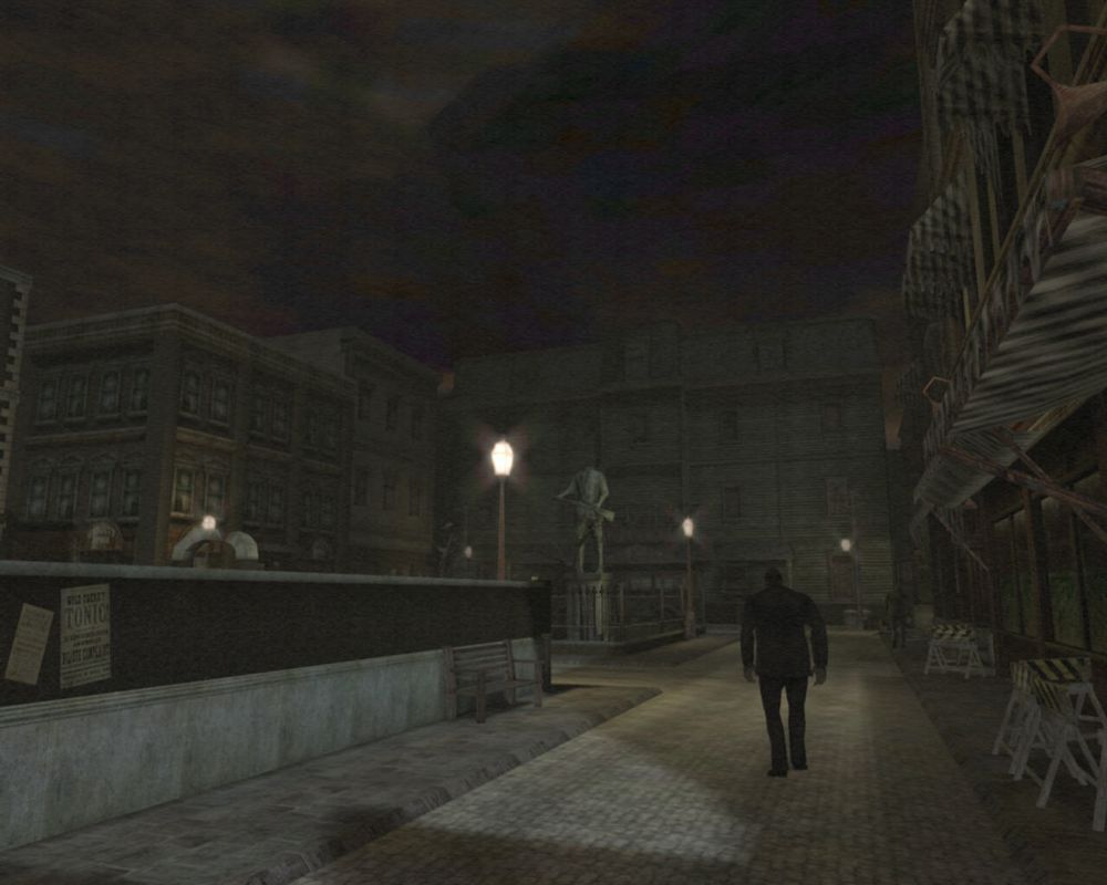 Call of Cthulhu: Dark Corners of the Earth (Windows) screenshot: Welcome to Innsmouth. Have a nice death.