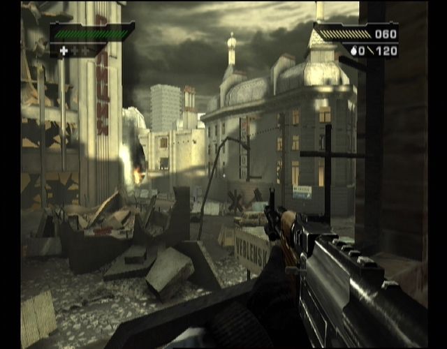 Black (Xbox) screenshot: Lots of places for enemies to hide and ambush you.