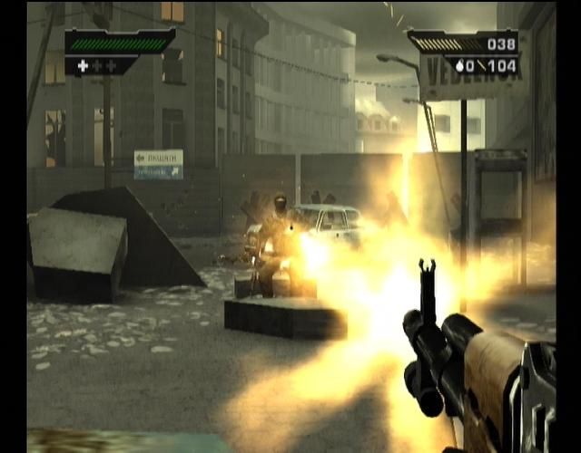 Black (Xbox) screenshot: Sometimes you need to go in all guns blazing.
