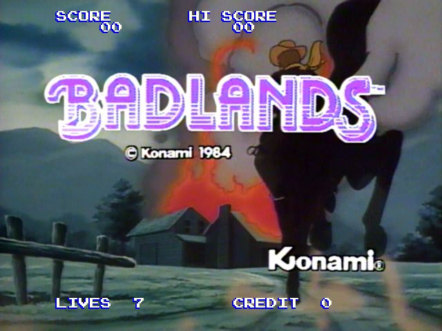 Badlands (Arcade) screenshot: Buck comes home to find his ranch burned.