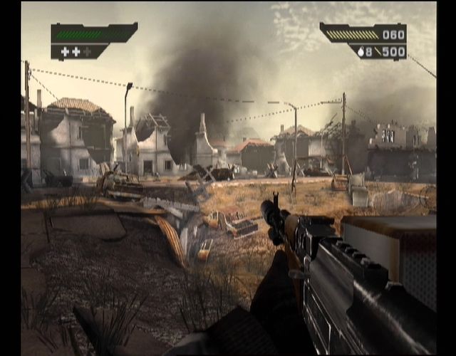 Black (Xbox) screenshot: They call this part of the level sniper alley.
