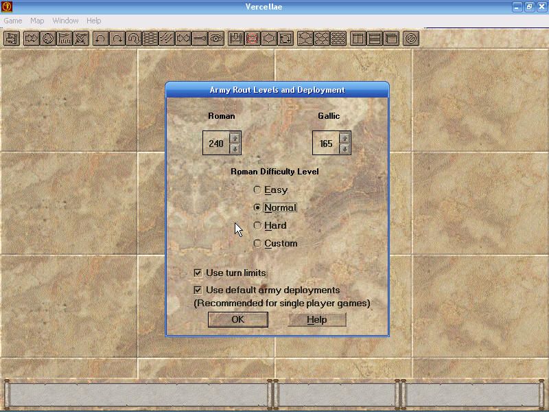 The Great Battles of Caesar (Windows) screenshot: Setting difficulty level.