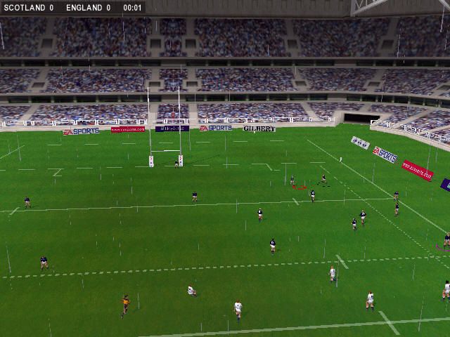 Rugby (Windows) screenshot: Initial kick-off