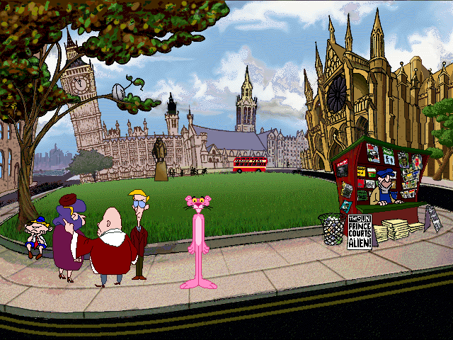 The Pink Panther: Passport to Peril (Windows 3.x) screenshot: Pink in England