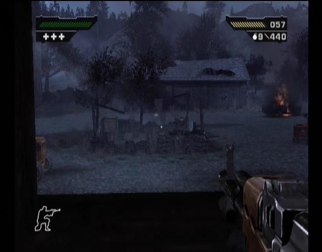 Black (Xbox) screenshot: This old farmyard was full of bad guys.