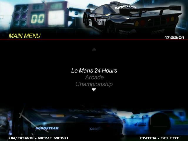 Test Drive: Le Mans (Windows) screenshot: Main menu