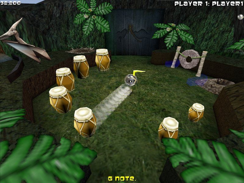 Adventure Pinball: Forgotten Island (Windows) screenshot: Ooga's House - beating the drums