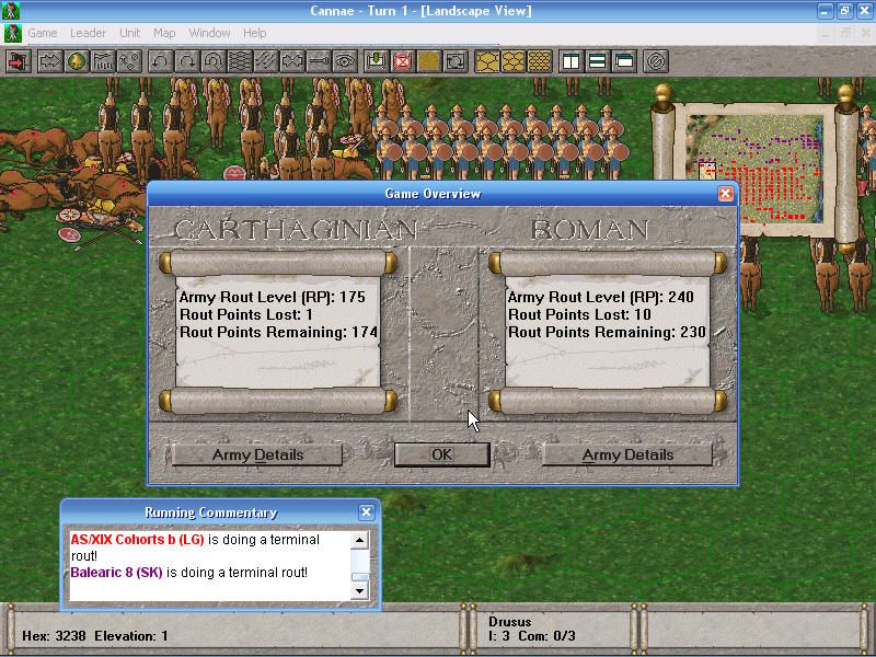 The Great Battles of Hannibal (Windows) screenshot: Turn overview