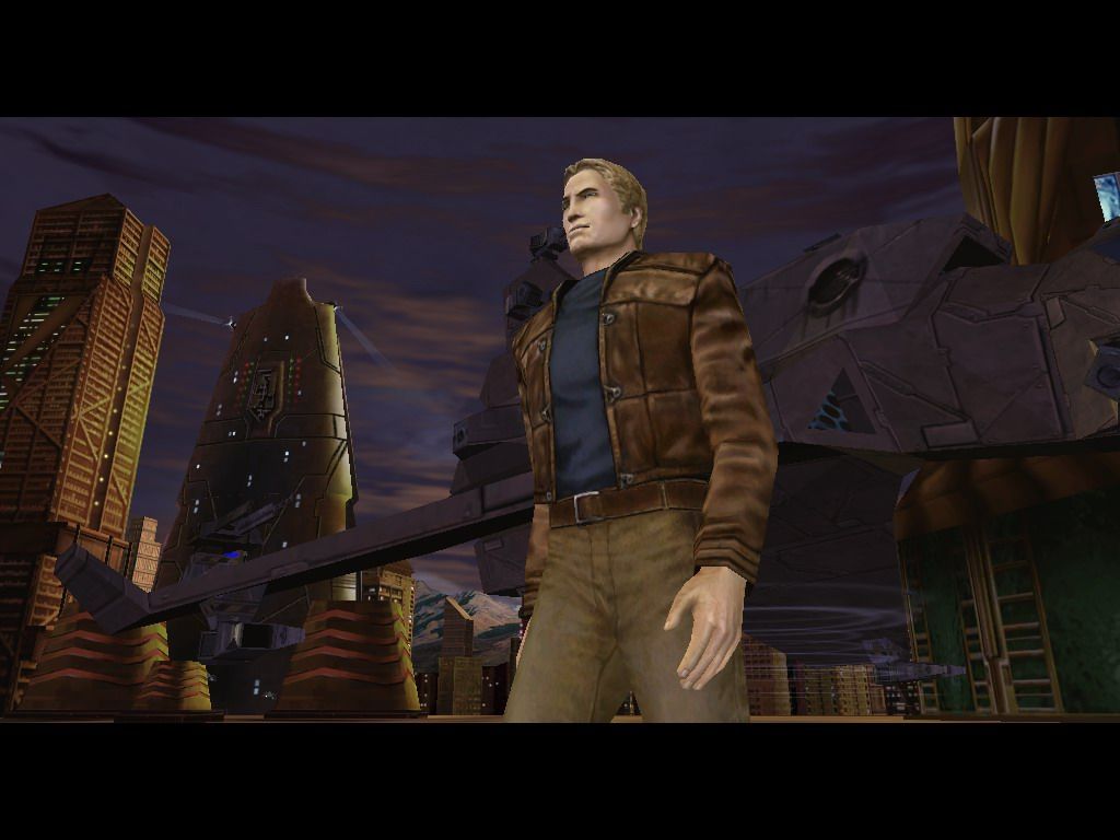 Freelancer (Windows) screenshot: The hero of the game enters a spaceport (cutscene)