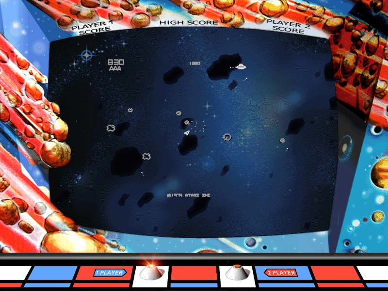 Atari Arcade Hits: Volume 1 (Windows) screenshot: Asteroids (enhanced)