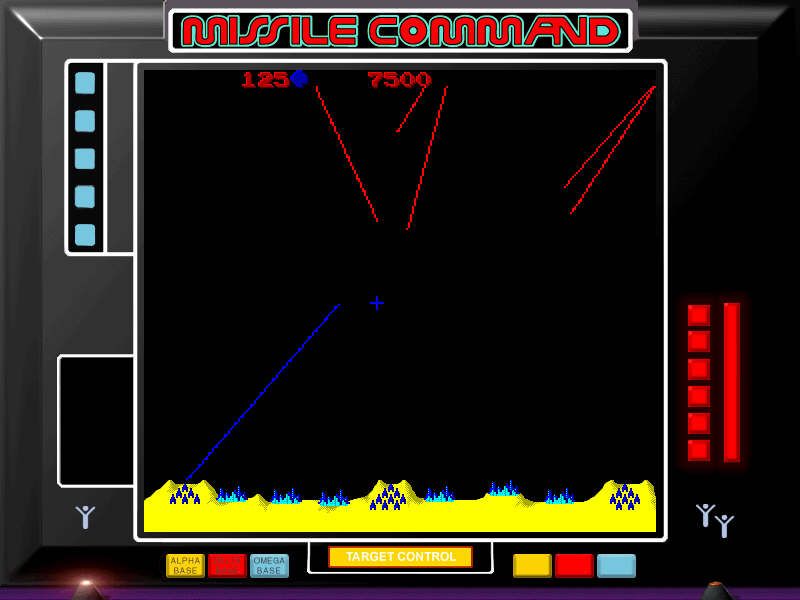 Atari Arcade Hits: Volume 1 (Windows) screenshot: Missile Command (enhanced)