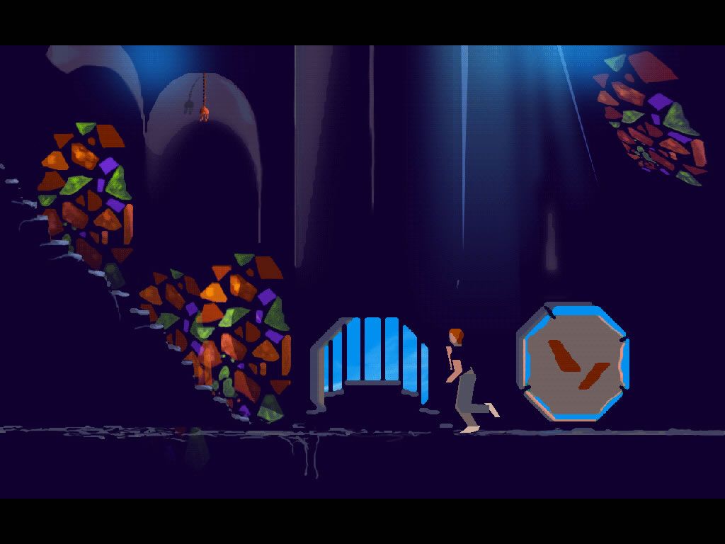 Out of This World (Windows) screenshot: Under attack in a room with stained glass