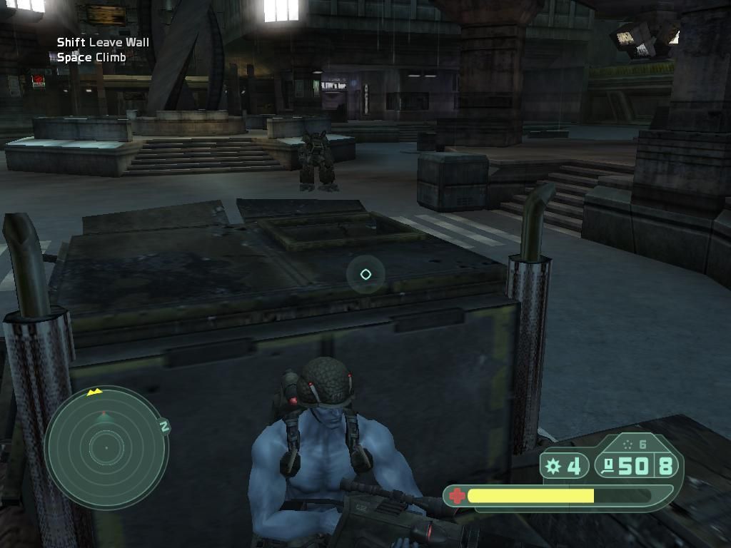 Rogue Trooper (Windows) screenshot: Hiding from a Mechanised Nort Troop.