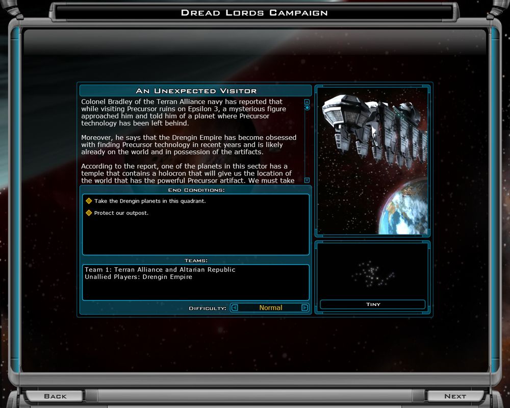 Galactic Civilizations II: Dread Lords (Windows) screenshot: First chapter
