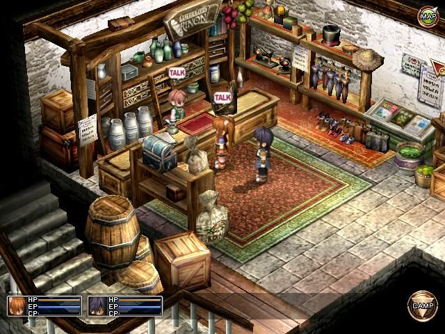 The Legend of Heroes: Trails in the Sky (Windows) screenshot: The "talk" bubble appears automatically