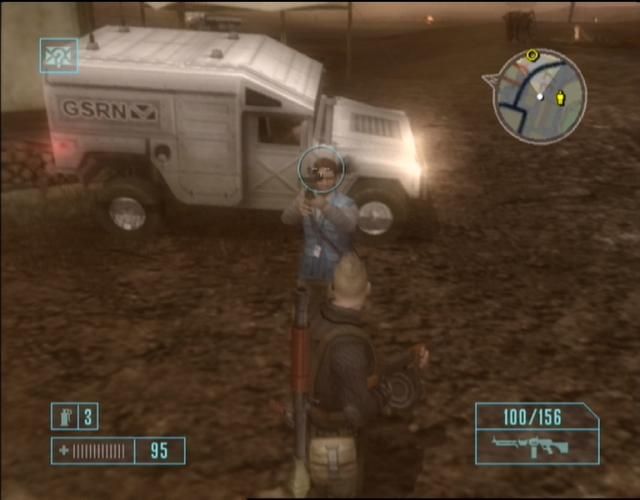 Mercenaries: Playground of Destruction (Xbox) screenshot: Posing for the GSRN news network!