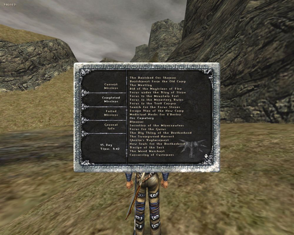 Gothic (Windows) screenshot: ...and of course: The questlog