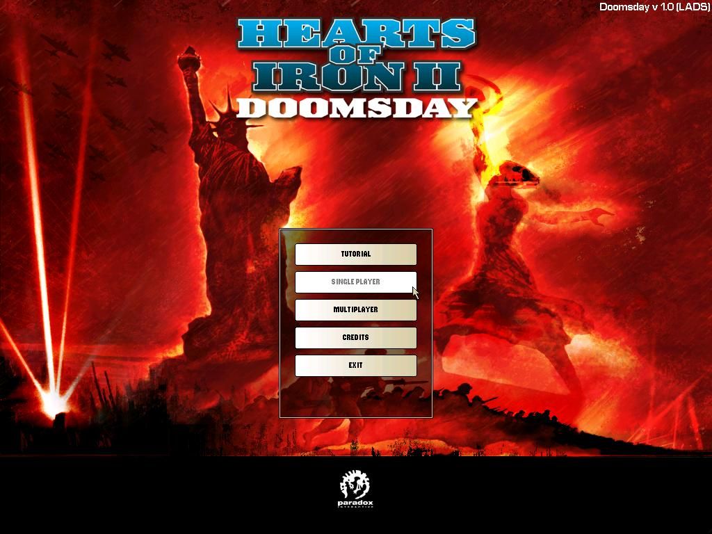 Hearts of Iron II: Doomsday (Windows) screenshot: Main Menu - Symbols of the 2 superpowers