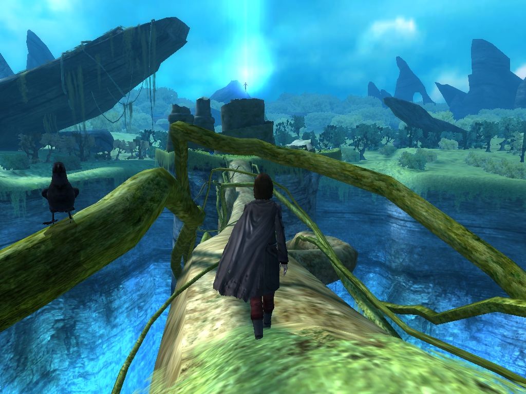 Dreamfall: The Longest Journey (Windows) screenshot: The guardian realm: over a bridge