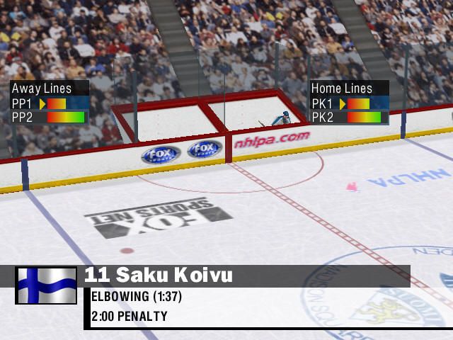NHL Championship 2000 (Windows) screenshot: A player in the penalty box