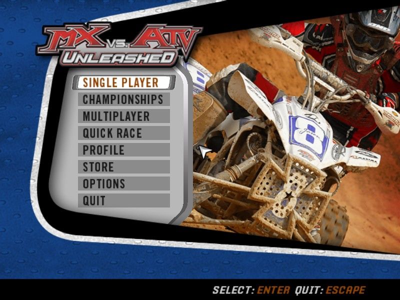MX vs. ATV Unleashed (Windows) screenshot: Main menu