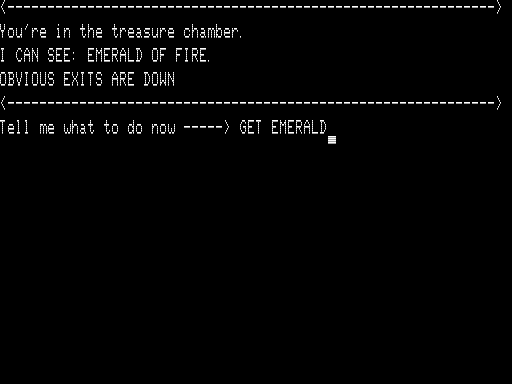 Quest for Fire (TRS-80) screenshot: I Found the Emerald of Fire