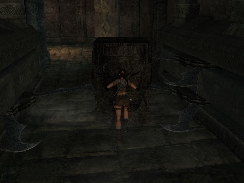 Lara Croft: Tomb Raider - Legend (Windows) screenshot: Blocking traps. The fun thing is the physical way in which you drag them.