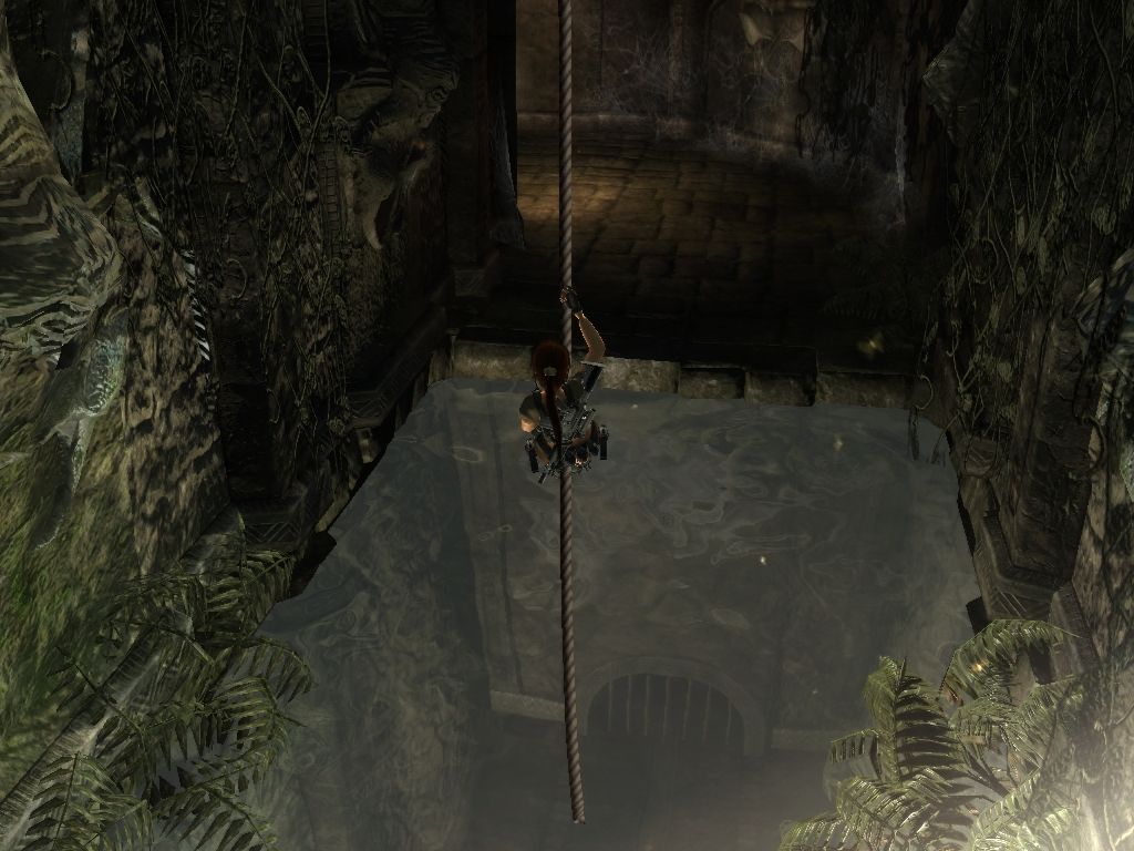 Lara Croft: Tomb Raider - Legend (Windows) screenshot: Lara and the rope