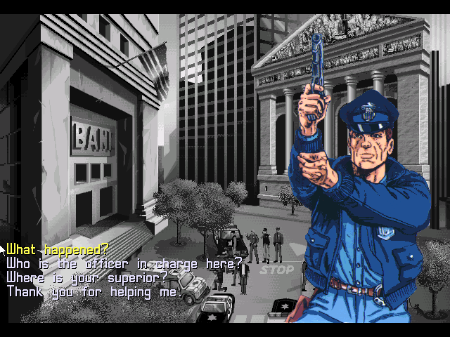 Hopkins FBI (Linux) screenshot: Talking to the policeman...