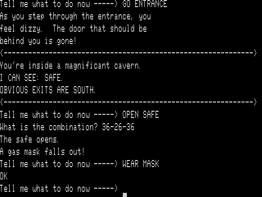 Quest for Fire (TRS-80) screenshot: I Enter the Pyramid and Encounter a Safe