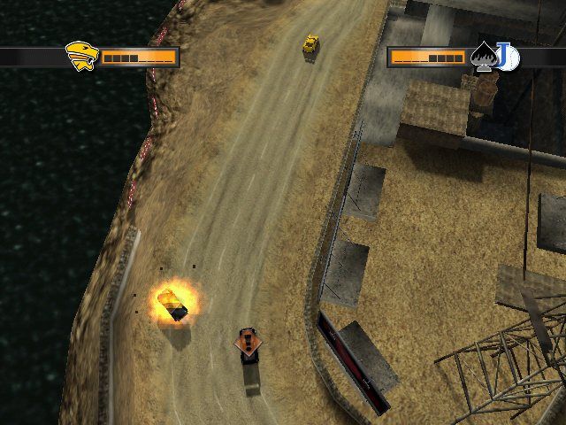 Mashed: Drive to Survive (Windows) screenshot: If the gap increases then the last ones lose points.