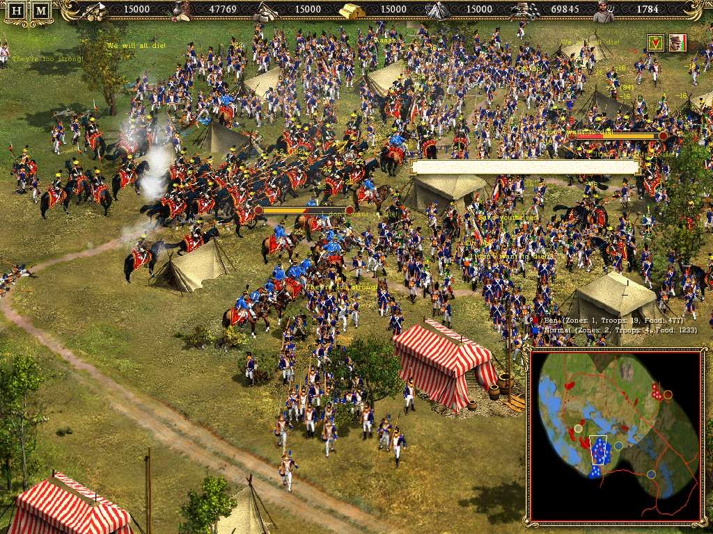 Cossacks II: Napoleonic Wars (Windows) screenshot: A cavalry charge in the right place can be a decisive battle-winner