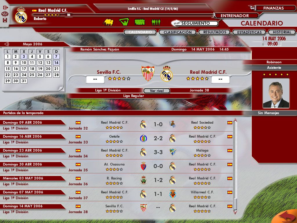 PC Fútbol 2006 (Windows) screenshot: Fixtures