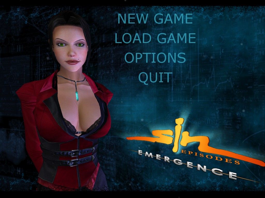 SiN Episodes: Emergence (Windows) screenshot: Main menu, Elexis Sinclaire pictured.