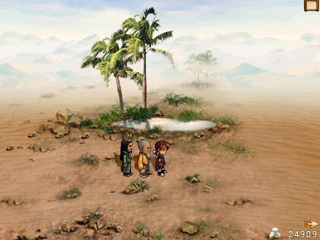 Xuan-Yuan Sword: Mists Beyond the Mountains (Windows) screenshot: An oasis in the desert, on the way from Arabia to China