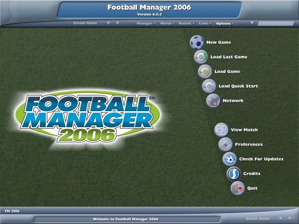 Worldwide Soccer Manager 2006 (Windows) screenshot: The title screen in all its glory