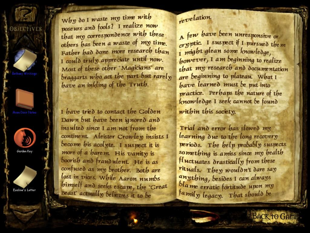 Clive Barker's Undying (Windows) screenshot: Aleister Crowley gets dissed!